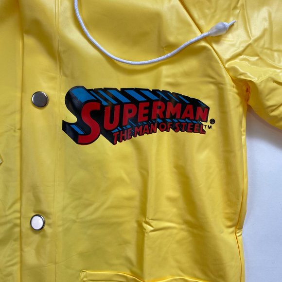 1993 Deadstock Vintage Superman The Man of Steel Kids Hooded Raincoat Jacket - Picture 7 of 10